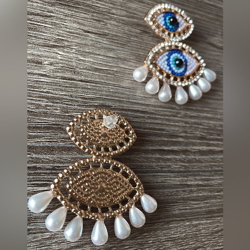 Evil eye earring drop A467 - Picture 3 of 4